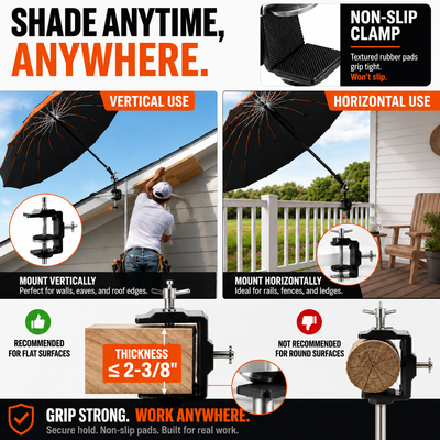 FieldBuiltSupply™ 60″ Magnetic Adjustable Work Umbrella – Reinforced 16-Ribbed Carbon